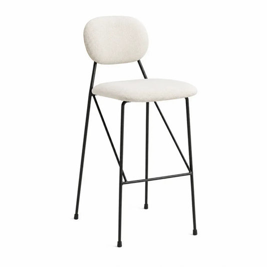 Taburete de bar con respaldo tapizado asiento acolchado estructura metálica negra 45 cm x 50 cm x 95 cm negro beige