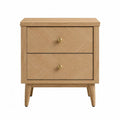 mesita de noche de madera con 2 cajones estilo escandinavo roble natural 50 cm x 40 cm x 55 cm