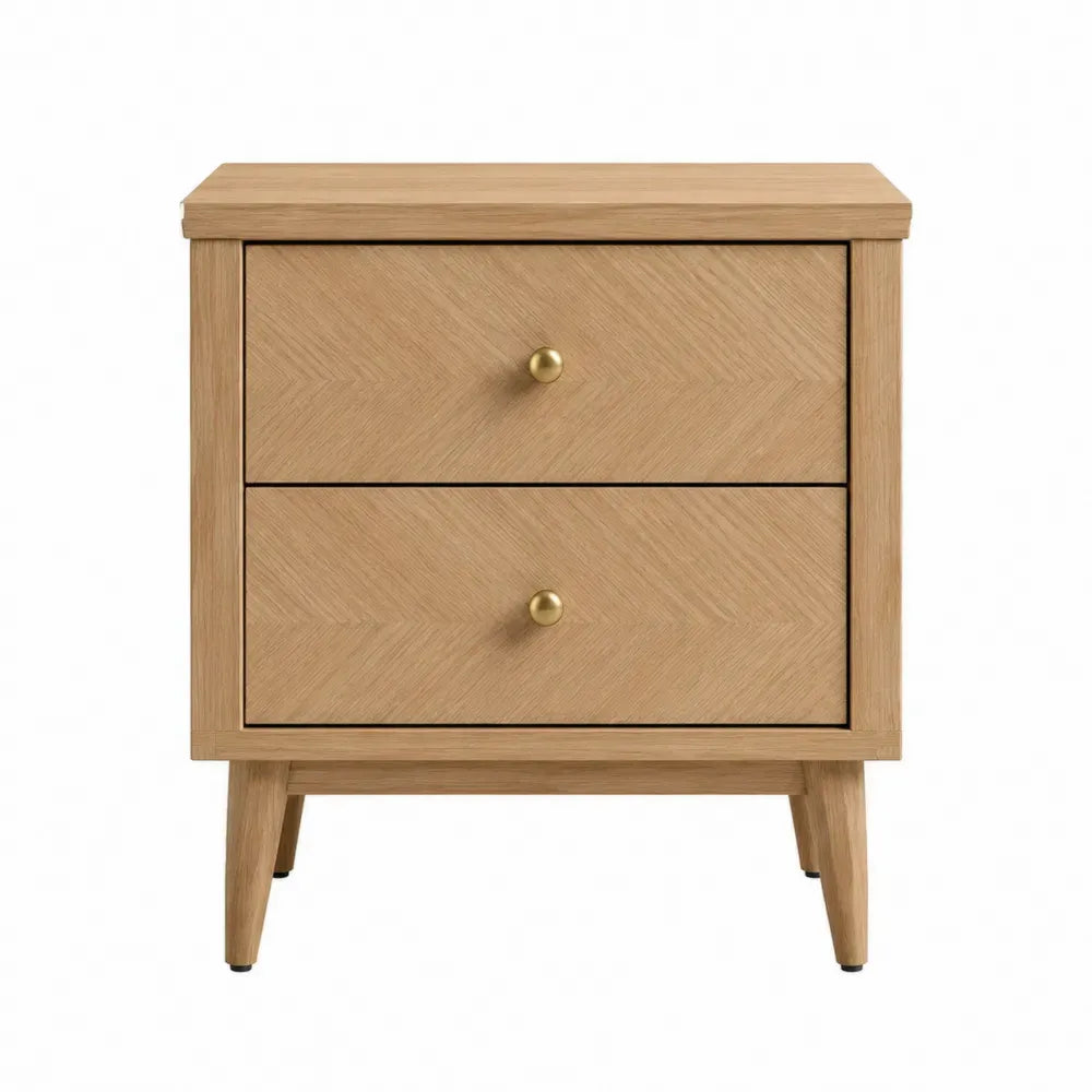 mesita de noche de madera con 2 cajones estilo escandinavo roble natural 50 cm x 40 cm x 55 cm