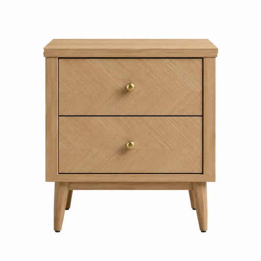 mesita de noche de madera con 2 cajones estilo escandinavo roble natural 50 cm x 40 cm x 55 cm