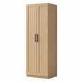 Armario de almacenamiento alto de salón MDF efecto roble claro 2 puertas 180 x 80 x 50 cm con estantes interiores