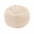 Puf redondo de 60 cm de diámetro y 40 cm de altura tapizado en tejido acanalado beige con relleno de espuma y fibra de poliéster